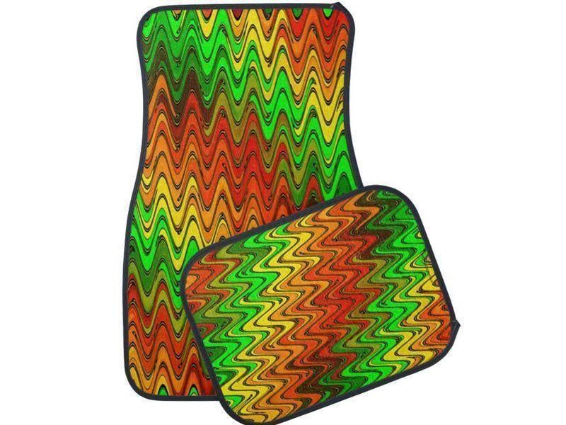 Car Mats-WAVY #2 Car Mats Sets-Reds &amp; Oranges &amp; Yellows &amp; Greens-from COLORADDICTED.COM-