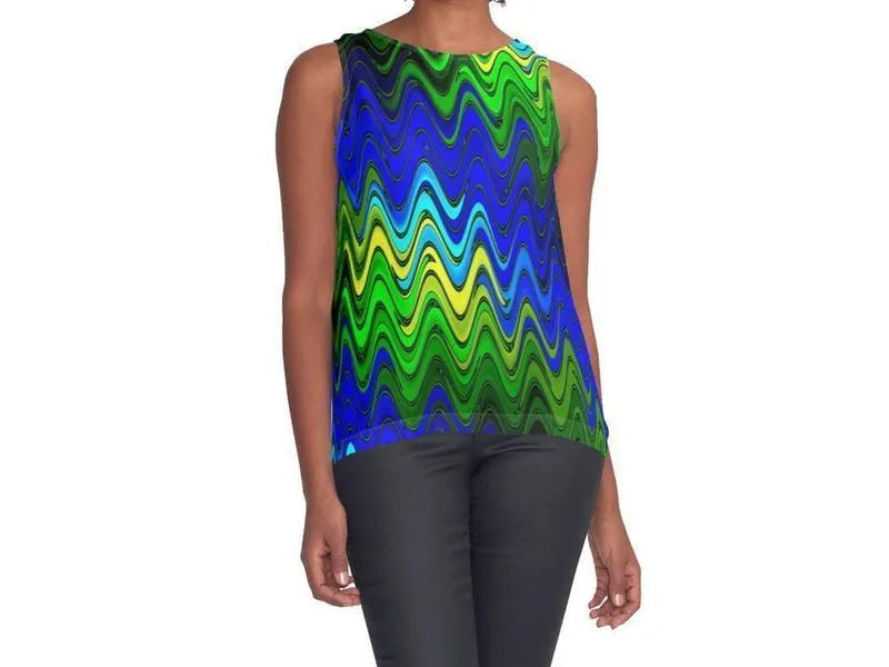 Contrast Tanks-WAVY #2 Contrast Tanks-Blues & Greens & Yellows-from COLORADDICTED.COM-