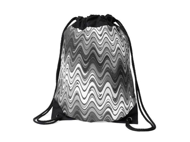 Drawstring Bags-WAVY #2 Drawstring Bags-Grays &amp; White-from COLORADDICTED.COM-