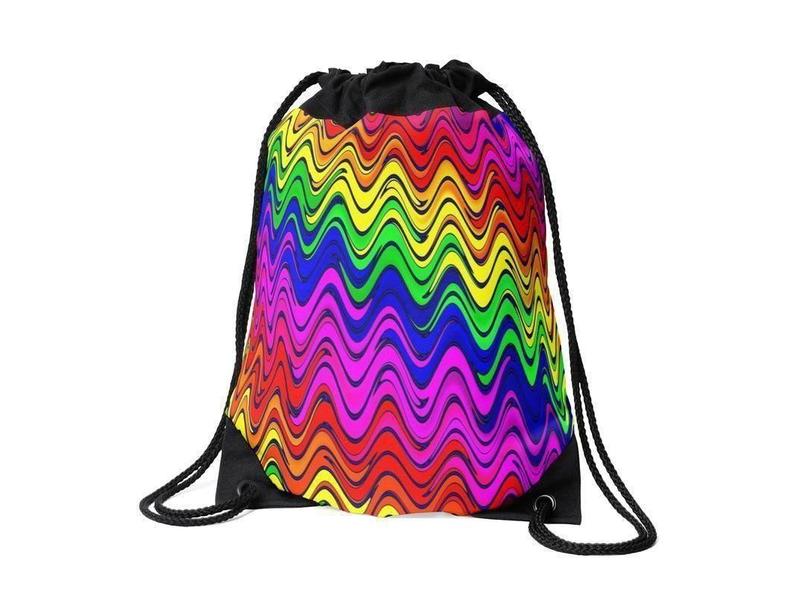 Drawstring Bags-WAVY #2 Drawstring Bags-Multicolor Bright-from COLORADDICTED.COM-