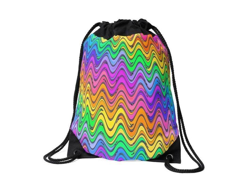 Drawstring Bags-WAVY #2 Drawstring Bags-Multicolor Light-from COLORADDICTED.COM-