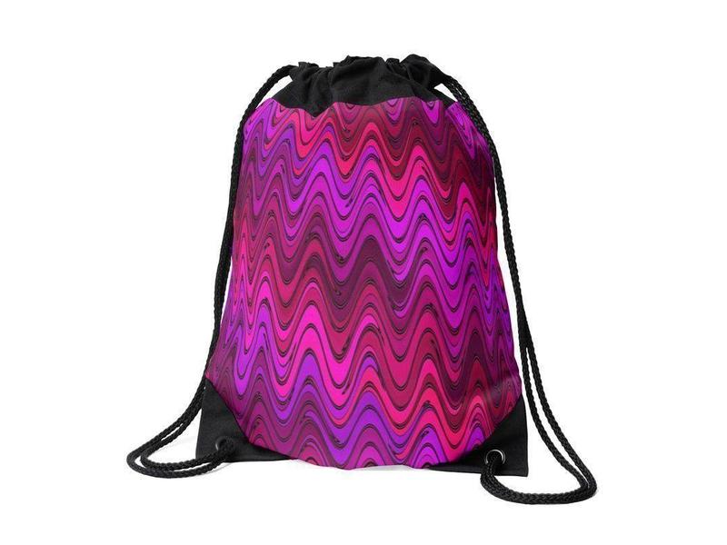 Drawstring Bags-WAVY #2 Drawstring Bags-Purples &amp; Fuchsias &amp; Violets &amp; Magentas-from COLORADDICTED.COM-