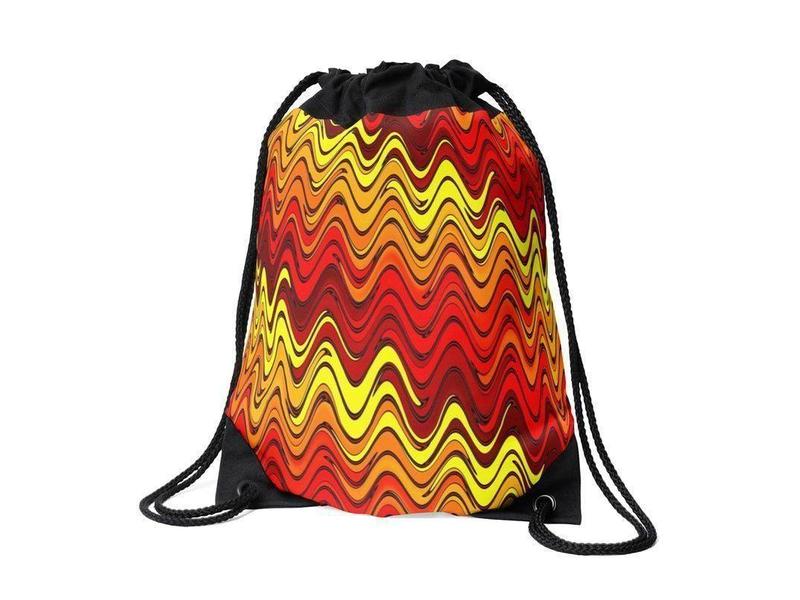Drawstring Bags-WAVY #2 Drawstring Bags-Reds &amp; Oranges &amp; Yellows-from COLORADDICTED.COM-