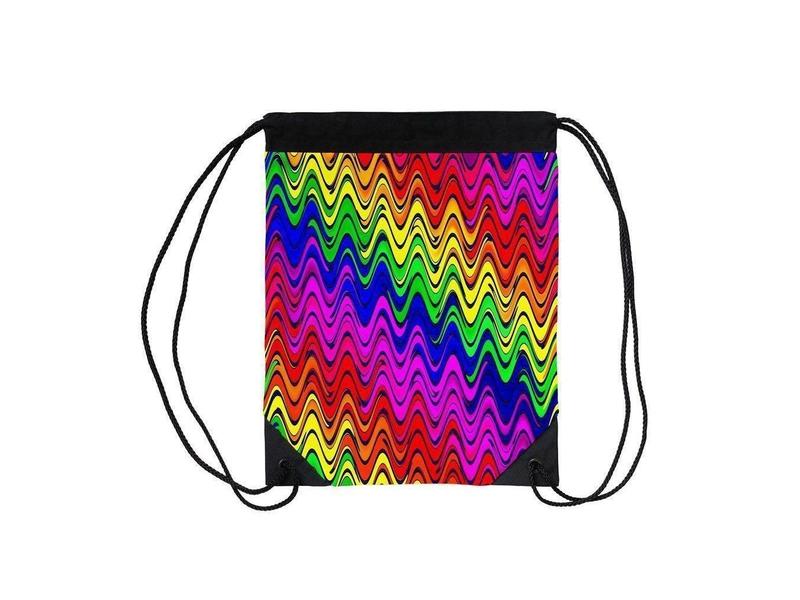 Drawstring Bags-WAVY #2 Drawstring Bags-Multicolor Bright-from COLORADDICTED.COM-