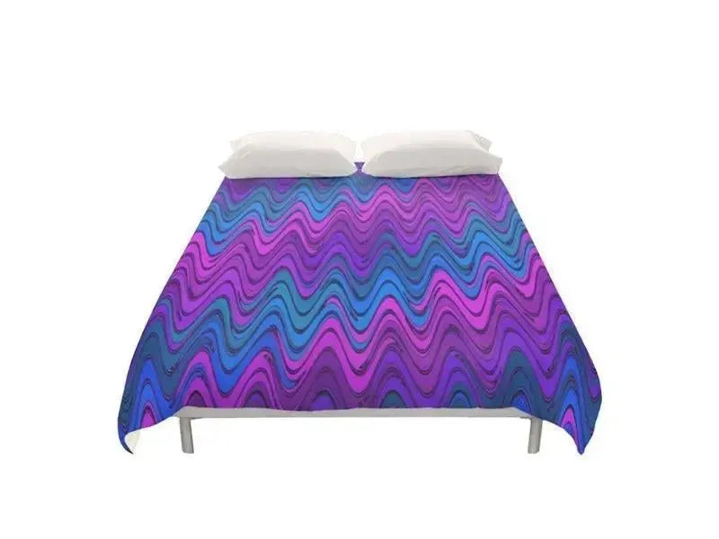 Duvet Covers-WAVY #2 Duvet Covers-Purples & Violets & Turquoises-from COLORADDICTED.COM-