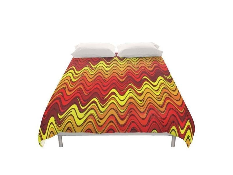 Duvet Covers-WAVY #2 Duvet Covers-Reds &amp; Oranges &amp; Yellows-from COLORADDICTED.COM-