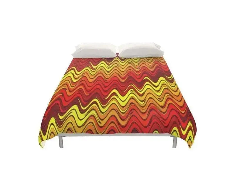Duvet Covers-WAVY #2 Duvet Covers-Reds & Oranges & Yellows-from COLORADDICTED.COM-