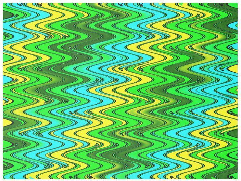 Fleece Blankets-WAVY #2 Fleece Blankets-Greens, Yellows &amp; Light Blues-from COLORADDICTED.COM-