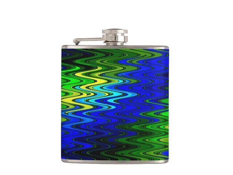 Hip Flasks-WAVY #2 Hip Flasks-Blues &amp; Greens &amp; Yellows-from COLORADDICTED.COM-