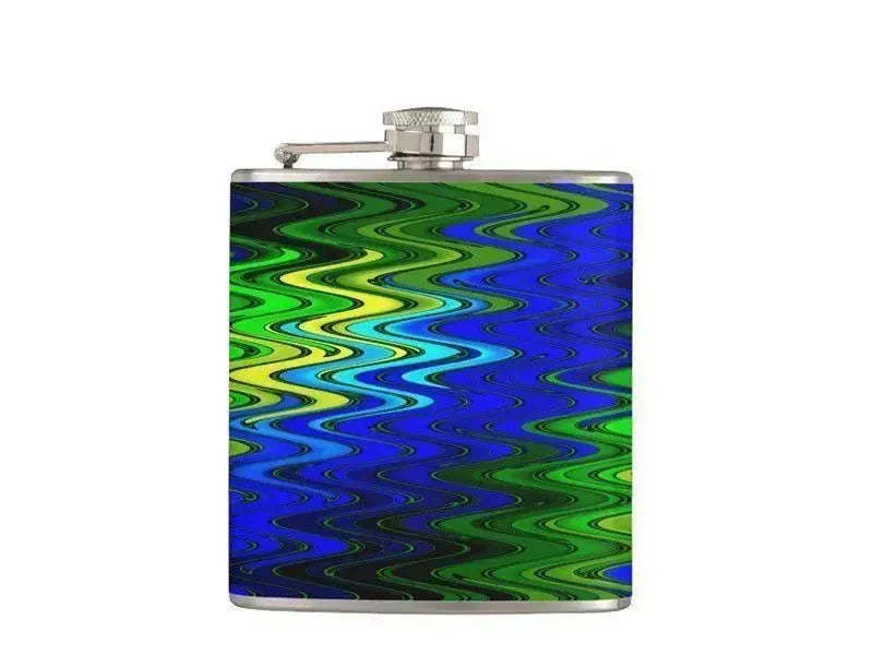 Hip Flasks-WAVY #2 Hip Flasks-Blues & Greens & Yellows-from COLORADDICTED.COM-