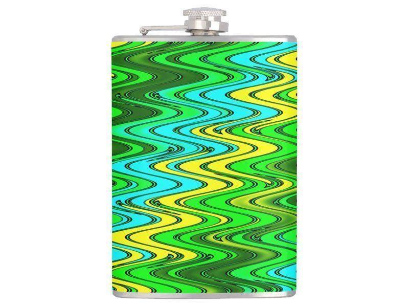 Hip Flasks-WAVY #2 Hip Flasks-Greens &amp; Yellows &amp; Light Blues-from COLORADDICTED.COM-