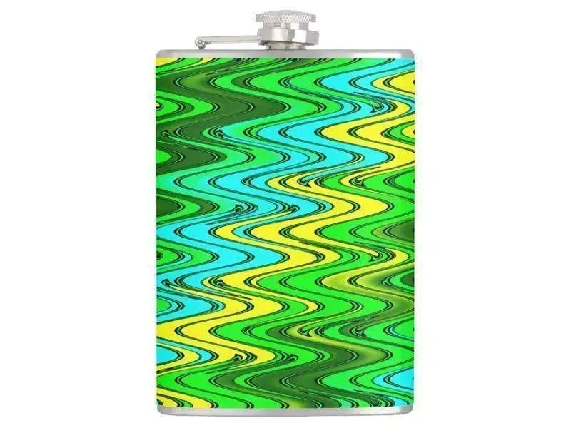 Hip Flasks-WAVY #2 Hip Flasks-Greens & Yellows & Light Blues-from COLORADDICTED.COM-
