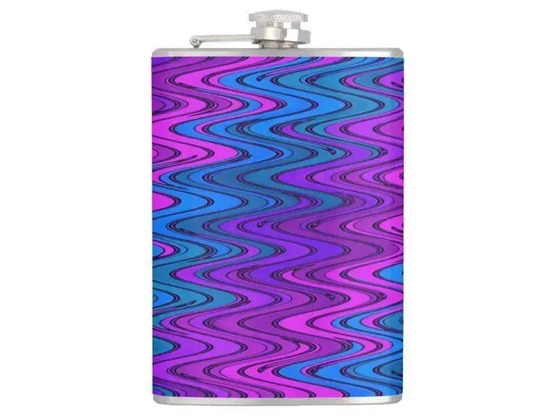Hip Flasks-WAVY #2 Hip Flasks-Purples & Violets & Turquoises-from COLORADDICTED.COM-