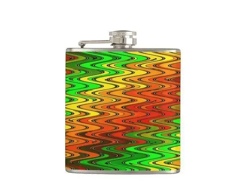 Hip Flasks-WAVY #2 Hip Flasks-Reds & Oranges & Yellows & Greens-from COLORADDICTED.COM-