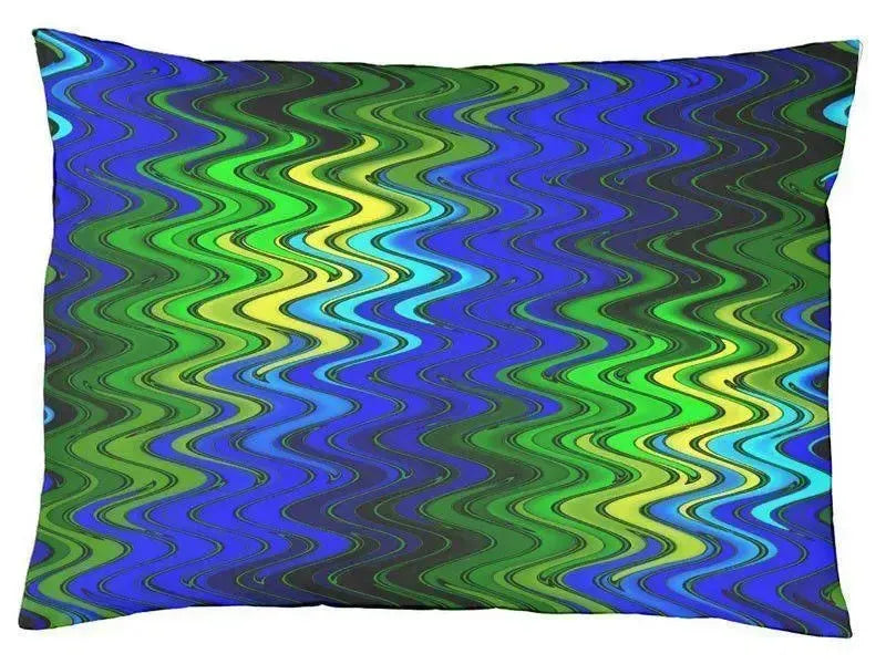 Dog Beds-WAVY #2 Indoor/Outdoor Dog Beds-Blues, Greens & Yellows-from COLORADDICTED.COM-