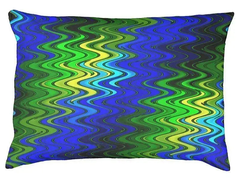Dog Beds-WAVY #2 Indoor/Outdoor Dog Beds-Blues, Greens & Yellows-from COLORADDICTED.COM-