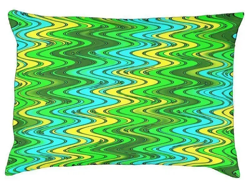 Dog Beds-WAVY #2 Indoor/Outdoor Dog Beds-Greens, Yellows & Light Blues-from COLORADDICTED.COM-