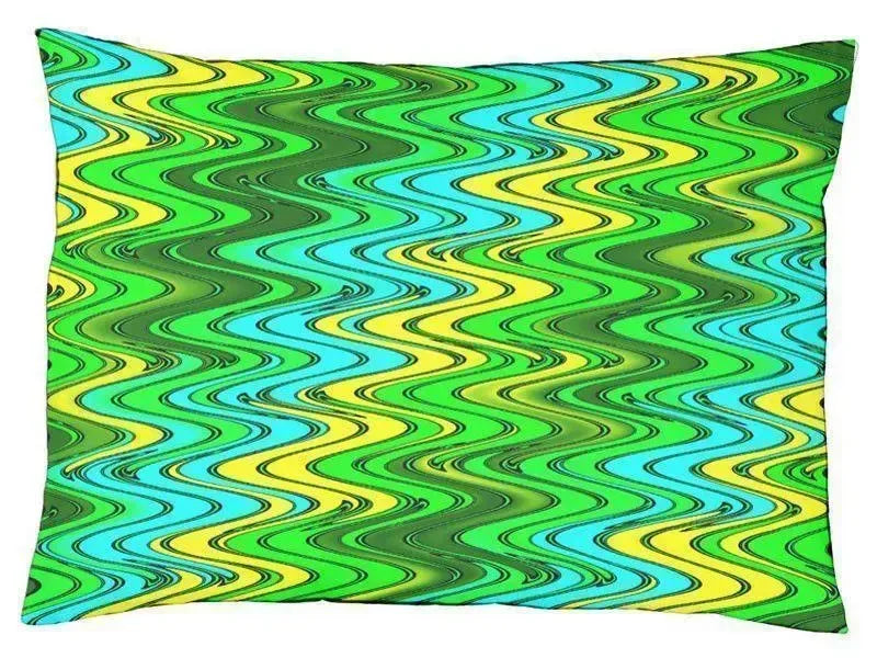 Dog Beds-WAVY #2 Indoor/Outdoor Dog Beds-Greens, Yellows & Light Blues-from COLORADDICTED.COM-