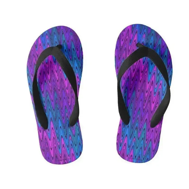 Kids Flip Flops-WAVY #2 Kids Flip Flops-Purples & Violets & Turquoises-from COLORADDICTED.COM-