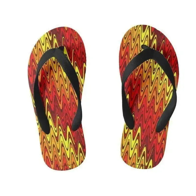 Kids Flip Flops-WAVY #2 Kids Flip Flops-Reds & Oranges & Yellows-from COLORADDICTED.COM-