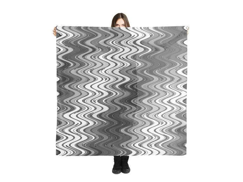 Large Square Scarves & Shawls-WAVY #2 Large Square Scarves & Shawls-Grays & White-from COLORADDICTED.COM-