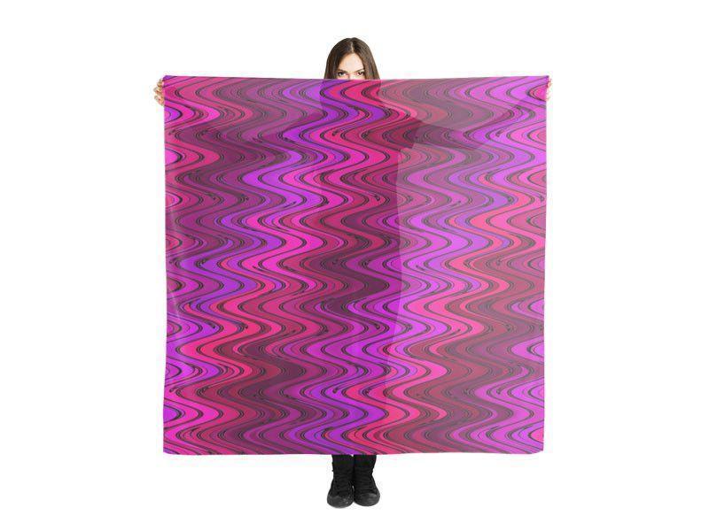 Large Square Scarves &amp; Shawls-WAVY #2 Large Square Scarves &amp; Shawls-Purples &amp; Fuchsias &amp; Violets &amp; Magentas-from COLORADDICTED.COM-