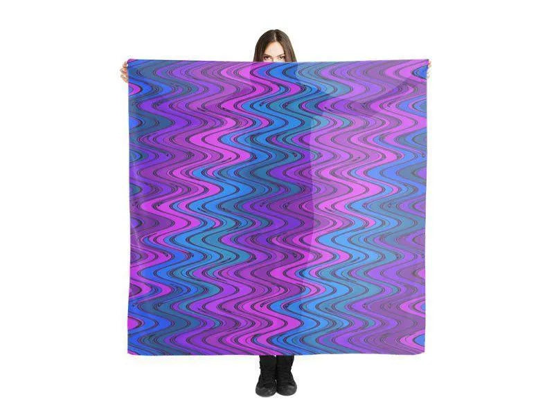 Large Square Scarves & Shawls-WAVY #2 Large Square Scarves & Shawls-Purples & Violets & Turquoises-from COLORADDICTED.COM-