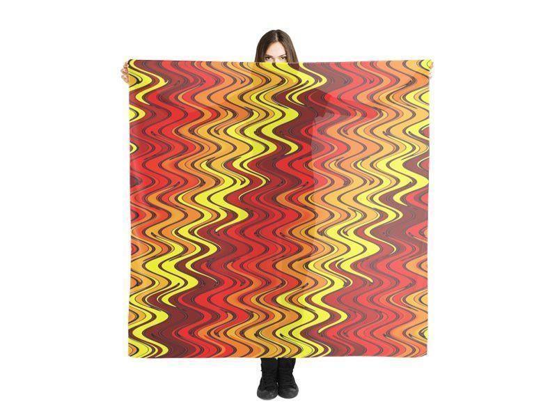 Large Square Scarves &amp; Shawls-WAVY #2 Large Square Scarves &amp; Shawls-Reds &amp; Oranges &amp; Yellows-from COLORADDICTED.COM-