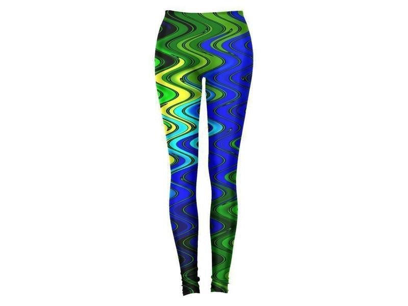 Leggings-WAVY #2 Leggings-Blues &amp; Greens &amp; Yellows-from COLORADDICTED.COM-