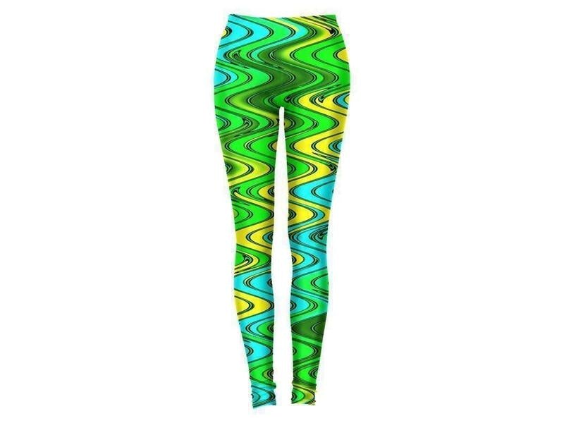 Leggings-WAVY #2 Leggings-Greens &amp; Yellows &amp; Light Blues-from COLORADDICTED.COM-