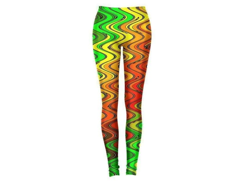 Leggings-WAVY #2 Leggings-Reds &amp; Oranges &amp; Yellows &amp; Greens-from COLORADDICTED.COM-