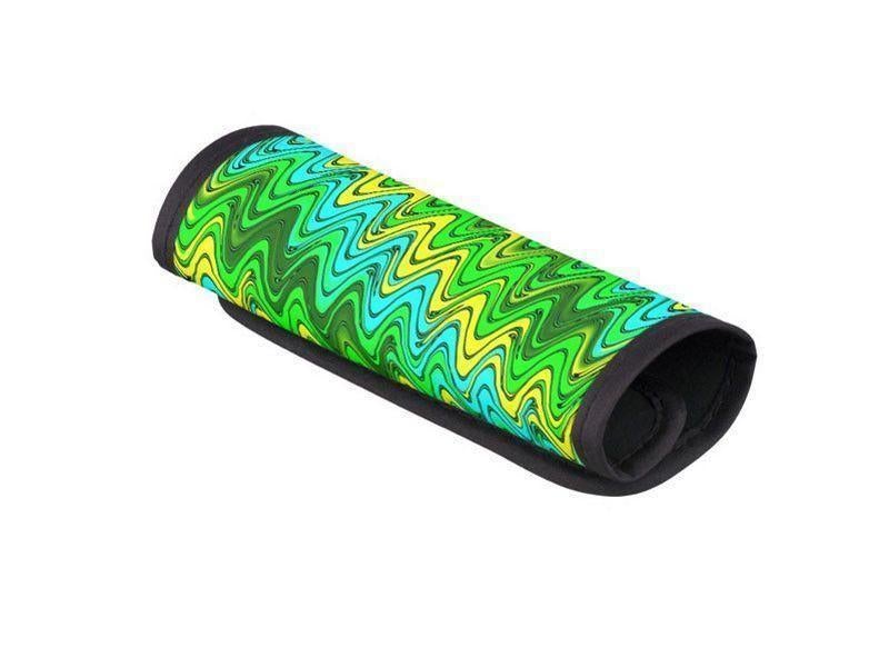 Luggage Handle Wraps-WAVY #2 Luggage Handle Wraps-Greens &amp; Yellows &amp; Light Blues-from COLORADDICTED.COM-