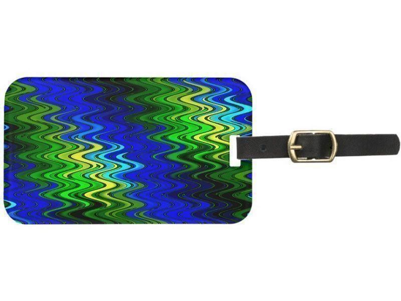 Luggage Tags-WAVY #2 Luggage Tags-Blues, Greens &amp; Yellows-from COLORADDICTED.COM-