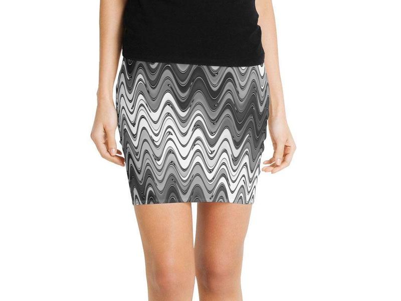 Mini Pencil Skirts-WAVY #2 Mini Pencil Skirts-Grays &amp; White-from COLORADDICTED.COM-