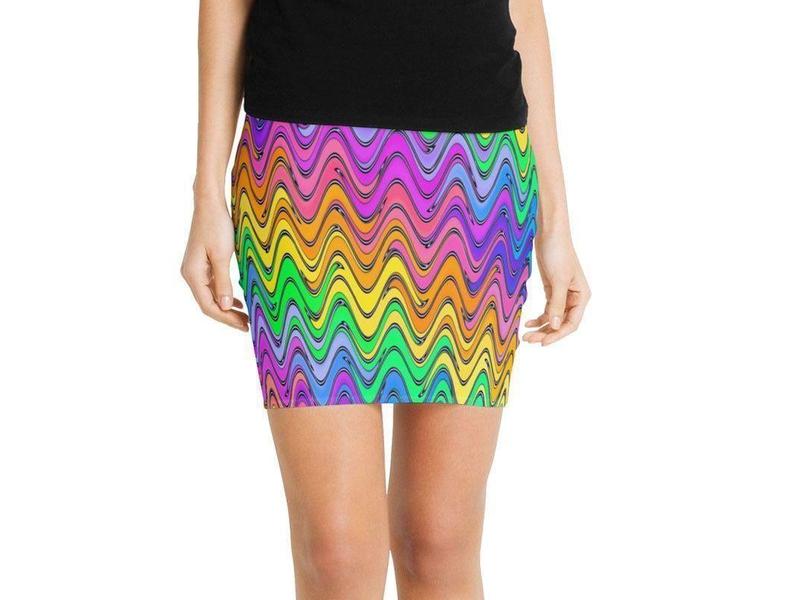 Mini Pencil Skirts-WAVY #2 Mini Pencil Skirts-Multicolor Light-from COLORADDICTED.COM-