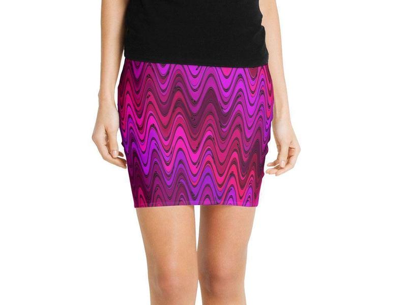 Mini Pencil Skirts-WAVY #2 Mini Pencil Skirts-Purples &amp; Fuchsias &amp; Violets &amp; Magentas-from COLORADDICTED.COM-