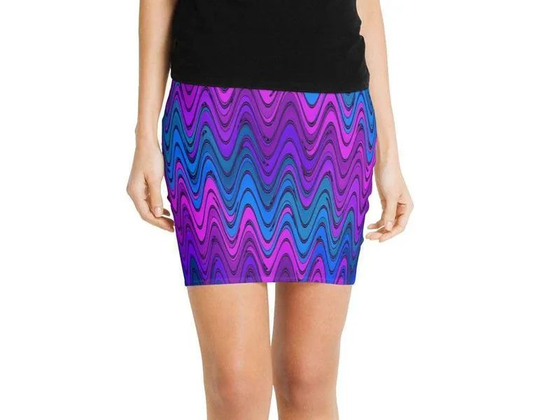 Mini Pencil Skirts-WAVY #2 Mini Pencil Skirts-Purples & Violets & Turquoises-from COLORADDICTED.COM-