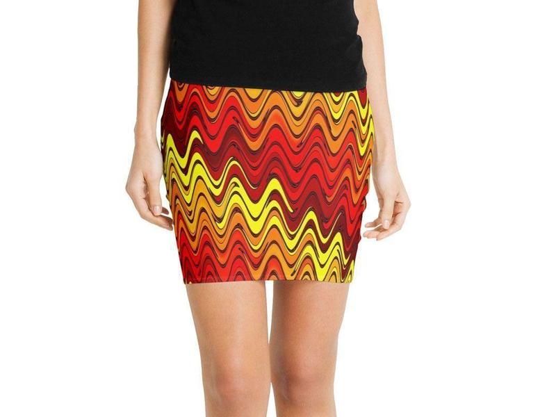 Mini Pencil Skirts-WAVY #2 Mini Pencil Skirts-Reds &amp; Oranges &amp; Yellows-from COLORADDICTED.COM-