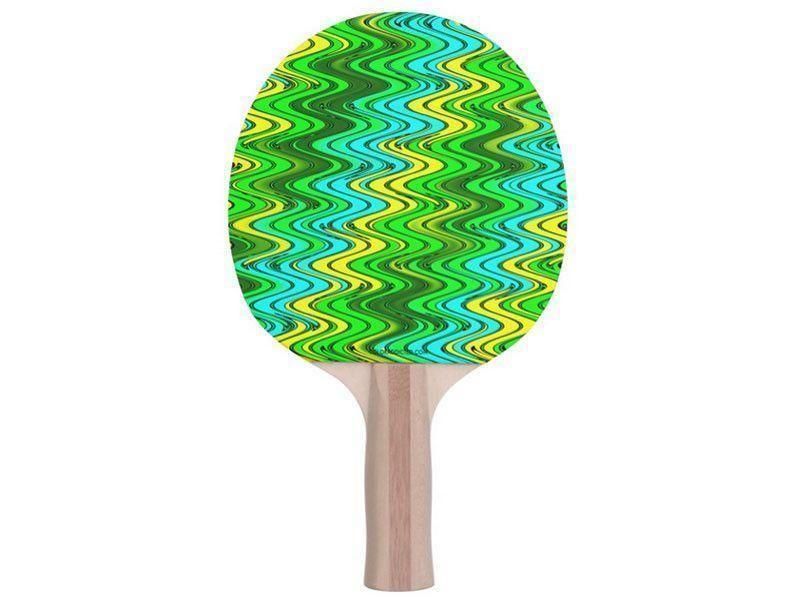 Ping Pong Paddles-WAVY #2 Ping Pong Paddles-Greens & Yellows & Light Blues-from COLORADDICTED.COM-