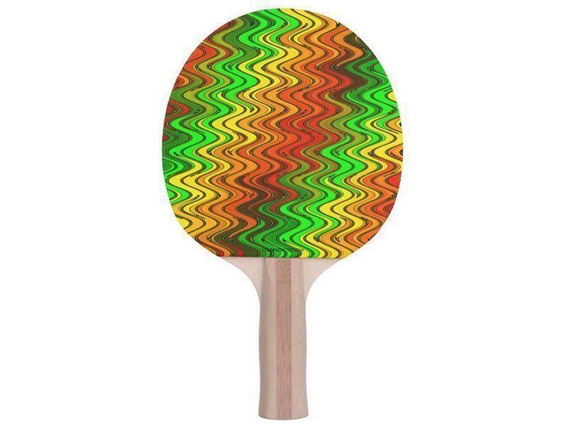 Ping Pong Paddles-WAVY #2 Ping Pong Paddles-Reds &amp; Oranges &amp; Yellows &amp; Greens-from COLORADDICTED.COM-
