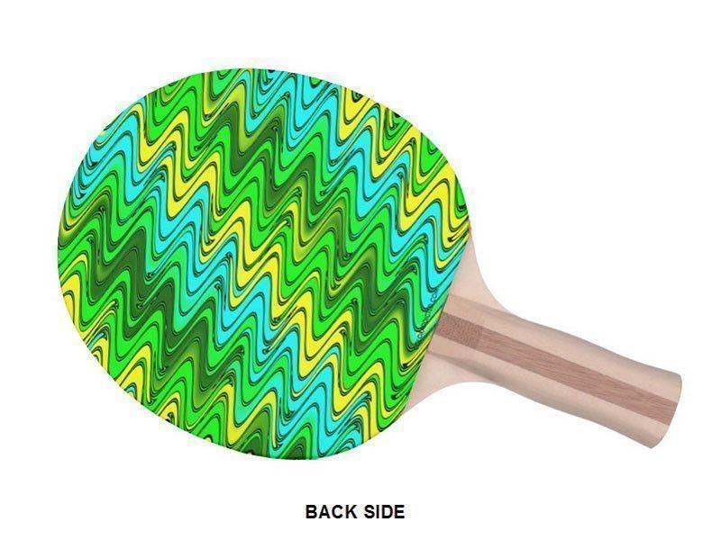 Ping Pong Paddles-WAVY #2 Ping Pong Paddles-Greens & Yellows & Light Blues-from COLORADDICTED.COM-
