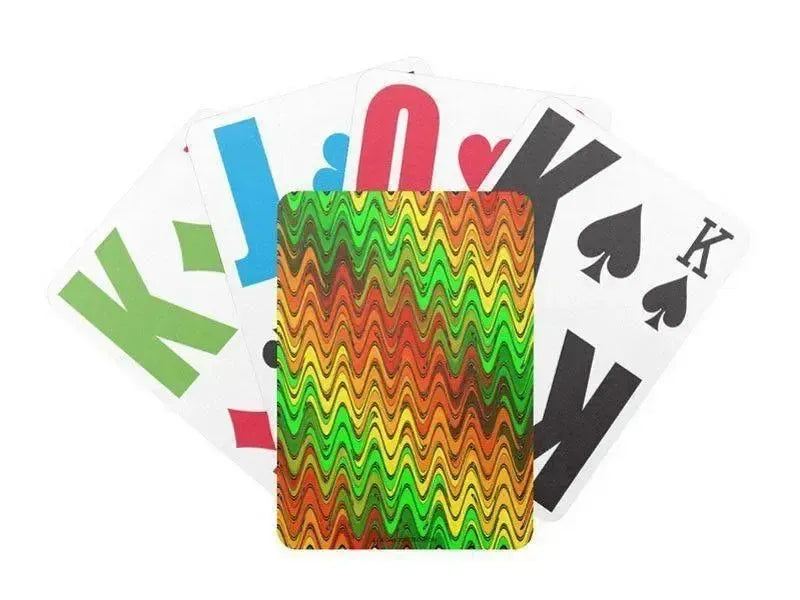 Playing Cards-WAVY #2 Premium Bicycle® E-Z See® LoVision® Playing Cards for visually impaired players-Reds & Oranges & Yellows & Greens-from COLORADDICTED.COM-
