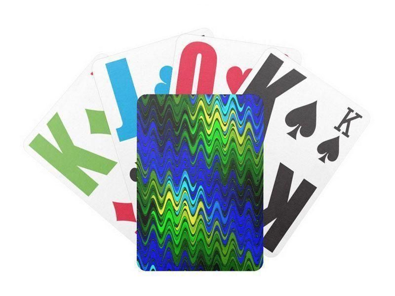 Playing Cards-WAVY #2 Premium Bicycle® E-Z See® LoVision® Playing Cards for visually impaired players-Blues &amp; Greens &amp; Yellows-from COLORADDICTED.COM-