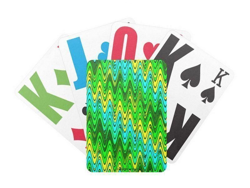 Playing Cards-WAVY #2 Premium Bicycle® E-Z See® LoVision® Playing Cards for visually impaired players-Greens &amp; Yellows &amp; Light Blues-from COLORADDICTED.COM-