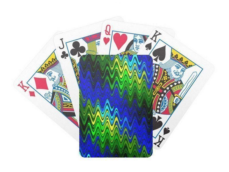Playing Cards-WAVY #2 Premium Bicycle® Playing Cards-Blues &amp; Greens &amp; Yellows-from COLORADDICTED.COM-