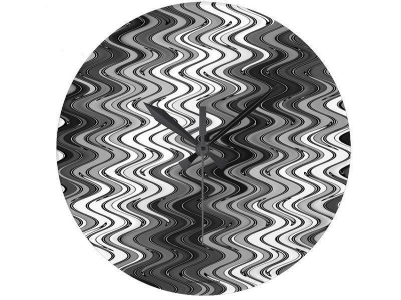 Wall Clocks-WAVY #2 Round Wall Clocks-Grays &amp; White-from COLORADDICTED.COM-