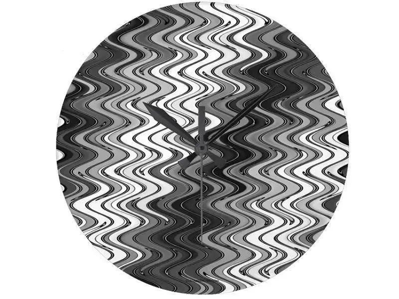 Wall Clocks-WAVY #2 Round Wall Clocks-Grays & White-from COLORADDICTED.COM-