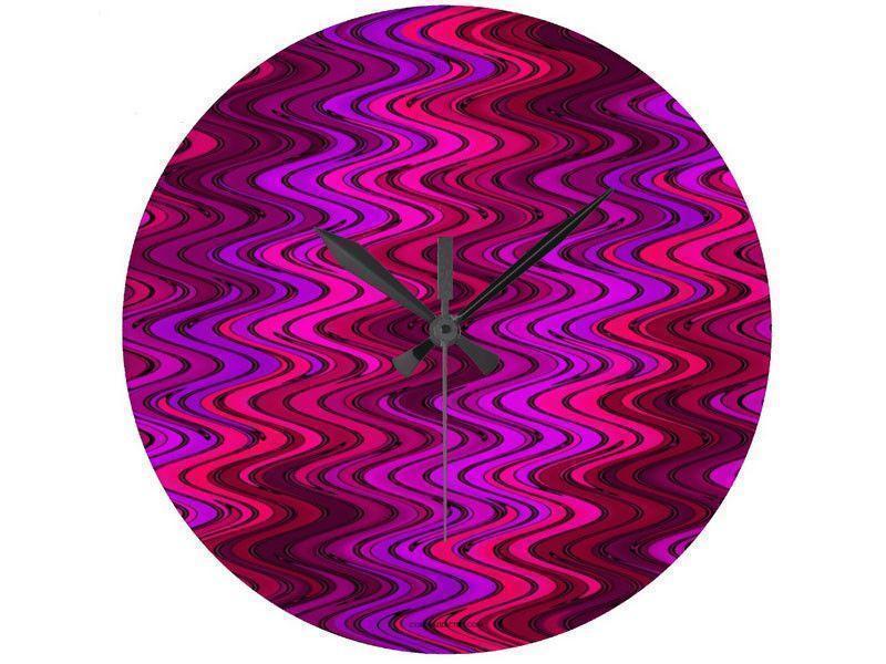 Wall Clocks-WAVY #2 Round Wall Clocks-Purples, Fuchsias, Violets &amp; Magentas-from COLORADDICTED.COM-