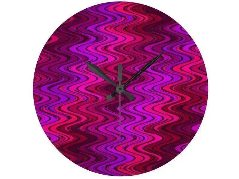 Wall Clocks-WAVY #2 Round Wall Clocks-Purples, Fuchsias, Violets & Magentas-from COLORADDICTED.COM-