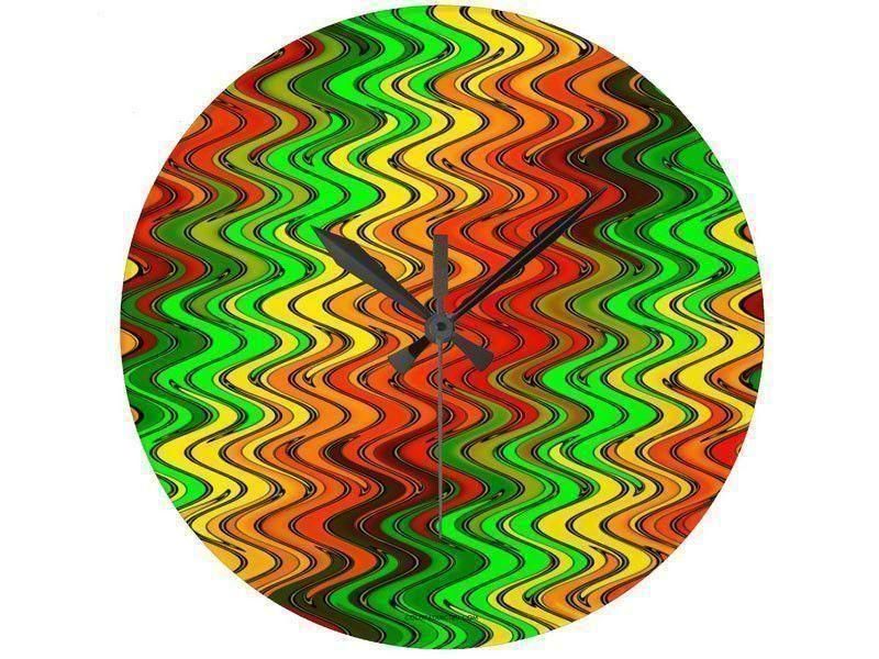 Wall Clocks-WAVY #2 Round Wall Clocks-Reds, Oranges, Yellows &amp; Greens-from COLORADDICTED.COM-